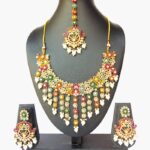 Aaruna Multicolor Gold Plated Kundan Choker Necklace Set